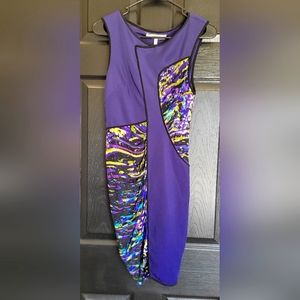BCBG MaxAzria Runway Collection Asymmetrical Purple Blue Cocktail Dress, XS -EUC